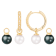 White and Black Cultured Akoya Pearl 14k Yellow Gold Earrings 7-7.5mm