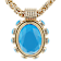 Turquoise Simulant And Crystal Enhancer Pendant With Byzantine Chain In
Gold Tone