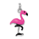 Rhodium Over Sterling Silver Hot Pink and Black Enameled Flamingo Charm
