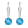 4mm Round Blue Topaz Rhodium Over 14k White Gold Drop Earrings