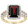 Garnet Emerald Cut And White Zircon Ring In Solid 14K Yellow Gold 3.67ctw