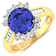 3.15ctw Violet Tanzanite and Diamond 14K Yellow Gold Halo Ring