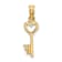 10K Yellow Gold Key with Heart Charm