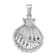 Rhodium Over Sterling Silver Polished Cubic Zirconia Scallop Shell Pendant