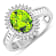 14K White Gold Green Peridot and White Diamond Oval Halo Ring 2.12ctw