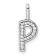 14K White Gold Diamond Letter P Initial Pendant
