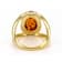 Amber Open Design Solitaire Ring In 18K Gold Over Sterling Silver