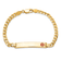 14k Yellow Gold Medical Red Enamel Flat Curb Link ID Bracelet