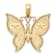 10K Yellow Gold and Rhodium Over 10K Yellow Gold Textured Butterfly Charm