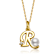 Initial R Pearl And CZ Pendant Necklace In 14K Gold Over Brass