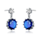 Sapphire Color CZ Circle Drop Earrings In Sterling Silver