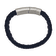 Navy Braided Leather and Stainless Steel Brushed 8.25-inch with 0.5-inch
Extension Bracelet