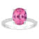 10x8mm Oval Pink Topaz and 1/10 ctw Diamond Rhodium Over Sterling Silver Ring
