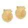 14K Yellow Gold Beaded Textured 13.4mm Scallop Shell Stud Earrings