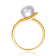 Pear Shape Freshwater Pearl Linear Ring In 14K Gold Over Sterling Silver