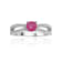Round Ruby with White Sapphire Accents Sterling Silver Split Shank Ring, 0.60ctw