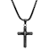 Men's Cross Pendant With Chain In Black Ion-Plated Stainless Steel