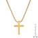 Men's Polished Cross Pendant With Chain In 18K Yellow Gold Over
Stainless Steel