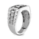 Rhodium Over 14k White Gold Polished Satin Onyx and Diamond DAD Men's Ring