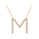 White Lab-Grown Diamond F-G SI 14K Yellow Gold Over Silver "M"
Initial Station Necklace 0.50ctw