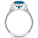 Round London Blue Topaz and Diamond 14K White Gold Halo Ring 3.44 ctw