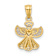 14k Yellow Gold Polished, Diamond-Cut and Textured Angel Pendant