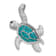 Rhodium Over Sterling Silver Polished Blue Crystal Turtle Chain Slide Pendant