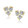 CZ Three-Stone Stud Earrings In 14K Gold Over Brass