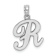 Rhodium Over 14k White Gold Polished Script Letter R Initial Pendant