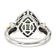 Sterling Silver with 14K Accent Antiqued Prasiolite Cushion Ring