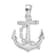 Rhodium Over Sterling Silver Polished 3D Anchor with Chain Pendant