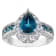 Sterling Silver Pear Shape London Blue Topaz and Lab Created White
Sapphire Ring 3.2ctw