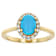 Turquoise Oval Halo Ring In 18K Gold Over Sterling Silver 0.30ctw