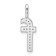 14K White Gold Diamond Lower Case Letter F Initial Pendant