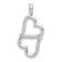 Rhodium Over 14k White Gold 3D Solid Double Hanging Hearts Pendant