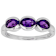 Amethyst Three-Stone Ring In Platinum Over Sterling Silver