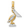 14K Two-tone Gold  3D Textured Small Standing Pelican Charm
