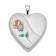 Rhodium Over Sterling Silver 20mm Satin, Enamel, Diamond-cut Floral
Heart Locket Pendant