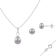 6.5-7mm Button/Drop Gray Freshwater Pearl Rhodium Over Sterling Earring
and Pendant W/Chain Set