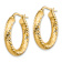 14k Yellow Gold Polished and Diamond-Cut 15/16" Round Hoop Earrings