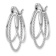 Rhodium Over 14k White Gold Polished and Textured 3/4" Circle Hoop Earrings