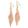 Copper Dipped Evergreen Leaf Gold Tone Shepherd Hook Earrings