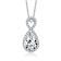 Pear Shape CZ Halo Pendant Necklace In Sterling Silver