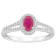 6x4mm Oval Ruby 1/4 ctw Diamond Rhodium Over Sterling Silver Halo Ring