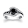 Black Spinel And White Topaz Accents Rhodium Over Sterling Silver Bypass Ring