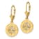 14k Yellow Gold Mini Nautical Compass Dangle Earrings