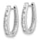 Rhodium Over 10k White Gold 5/8", 0.216ctw Diamond Oval Hinged Hoop Earrings