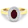 1.11ctw Red Ruby and Diamond 14K Yellow Gold Halo Ring