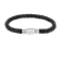 Mens Black Leather Braided Rope Bracelet with Stainless Steel Magnetic Closure