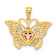 14k Two-tone Gold with Rhodium Over 14k Yellow Gold Butterfly with Heart Pendant